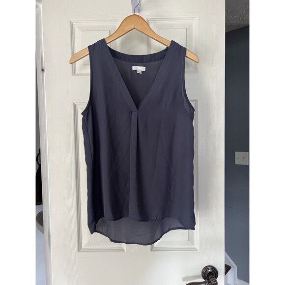 14th & Union Navy Sleeveless Blouse V Neck Pleated Front Work Top Women’s Size S - Picture 1 of 4